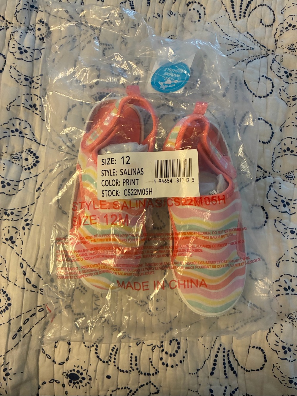 NWT Carter's Rainbow Salina’s Stripe Slip-On Shoes - size 12